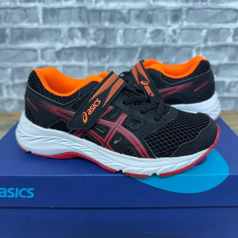 Asics Contend 5 PS Black Speed Red Athletic Shoes Kids Size 11 New